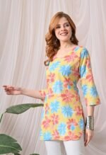 Cotton Short Kurti for Women Round Shape, Stylish Womens Patiyali Kurtis Tunics Woman Kurta on Jeans | Shorts Tops Kurthis Top - Image 4