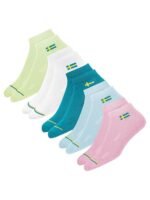 5 Pairs Women Cotton Socks Ankle Length Socks, Multicolor, Pack of 5, Free Size