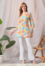 Cotton Short Kurti for Women Round Shape, Stylish Womens Patiyali Kurtis Tunics Woman Kurta on Jeans | Shorts Tops Kurthis Top - Image 2