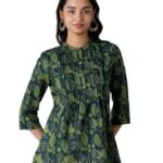 Women Cotton Printed A-line Short Kurti