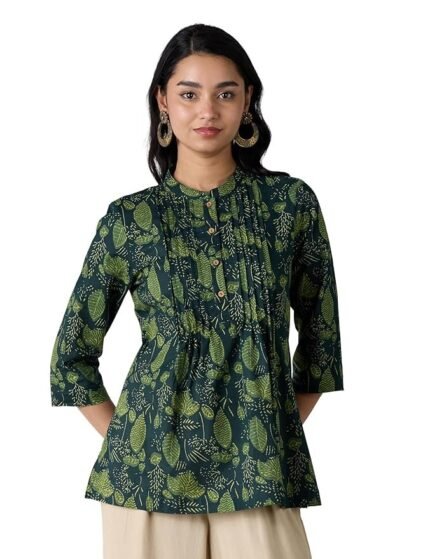 Women Cotton Printed A-line Short Kurti