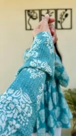 Women's V Neck Anarkali Short Kurti for Women Full Sleeve Floral Print |Stylish Kurtis & Short Kurtis for Woman | Casual Kurti with Jeans | Kurtas for Woman - Image 2