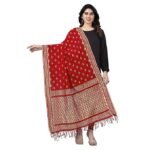 StyleScope Women's Rasal Net Dupatta With Gold Zari Work