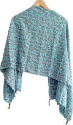 Women's Designer Sky Blue and Red Color Floral Design Scarf - All Seasons, Stylish & Comfortable - Image 4