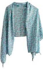 Women's Designer Sky Blue and Red Color Floral Design Scarf - All Seasons, Stylish & Comfortable - Image 2