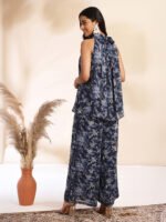 Black Georgette Floral Printed A-Line Cord Set - Image 3