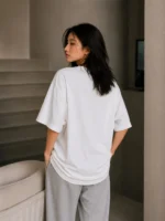Women Printed Round Neck Cotton Blend White T-Shirt - Image 2