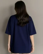 Women Printed Round Neck Cotton Blend Blue T-Shirt - Image 2