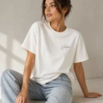 Women Typography, Graphic Print Round Neck Pure Cotton White T-Shirt