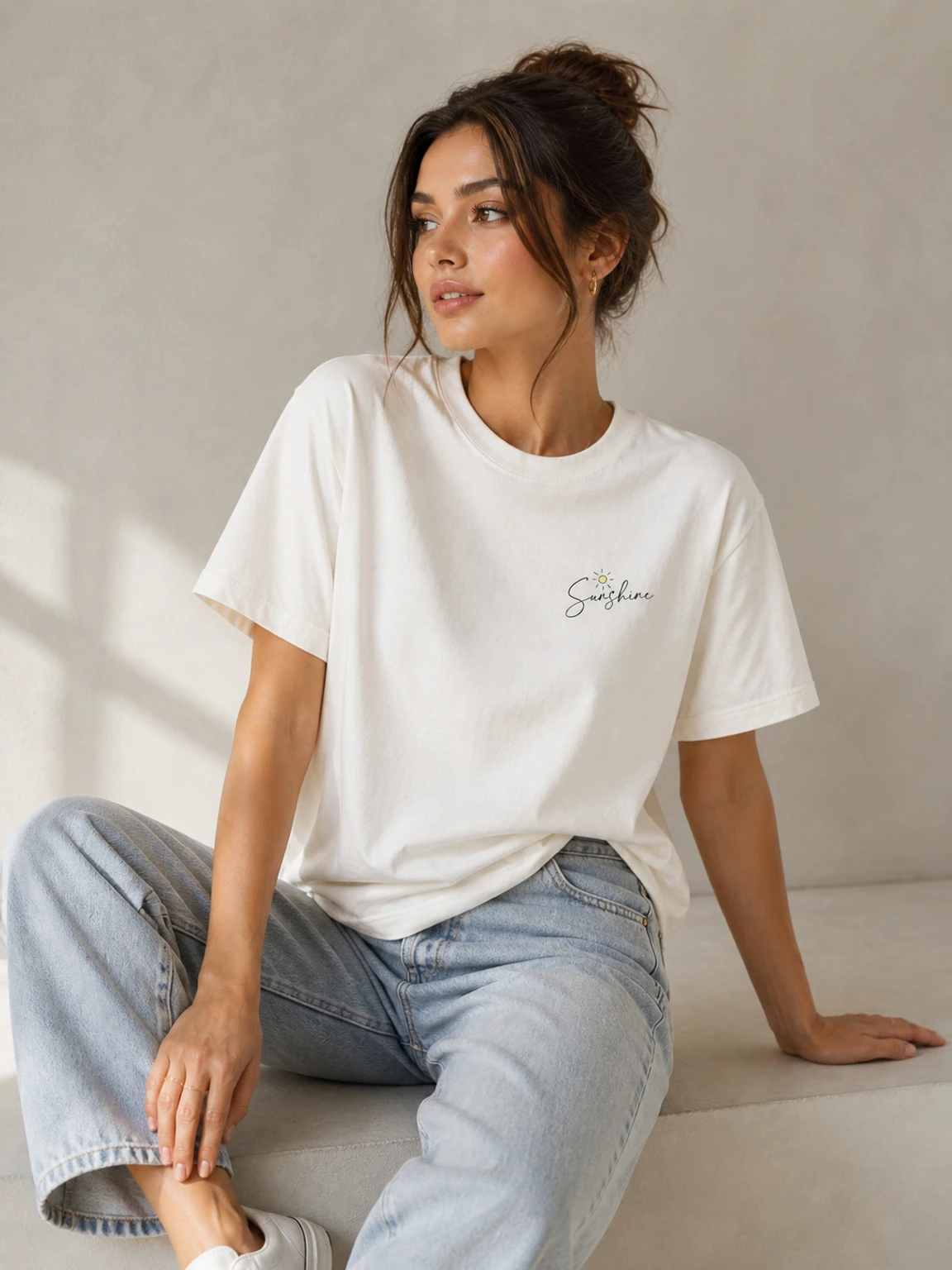 m-sunshine-m-bpr-original-imahn946zh8hwhhz.webp Women Typography, Graphic Print Round Neck Pure Cotton White T-Shirt - Image 1