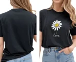 Women Graphic Print Round Neck Reversible Organic Cotton Black T-Shirt - Image 3