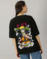 Women Printed Round Neck Cotton Blend Black T-Shirt - Image 2