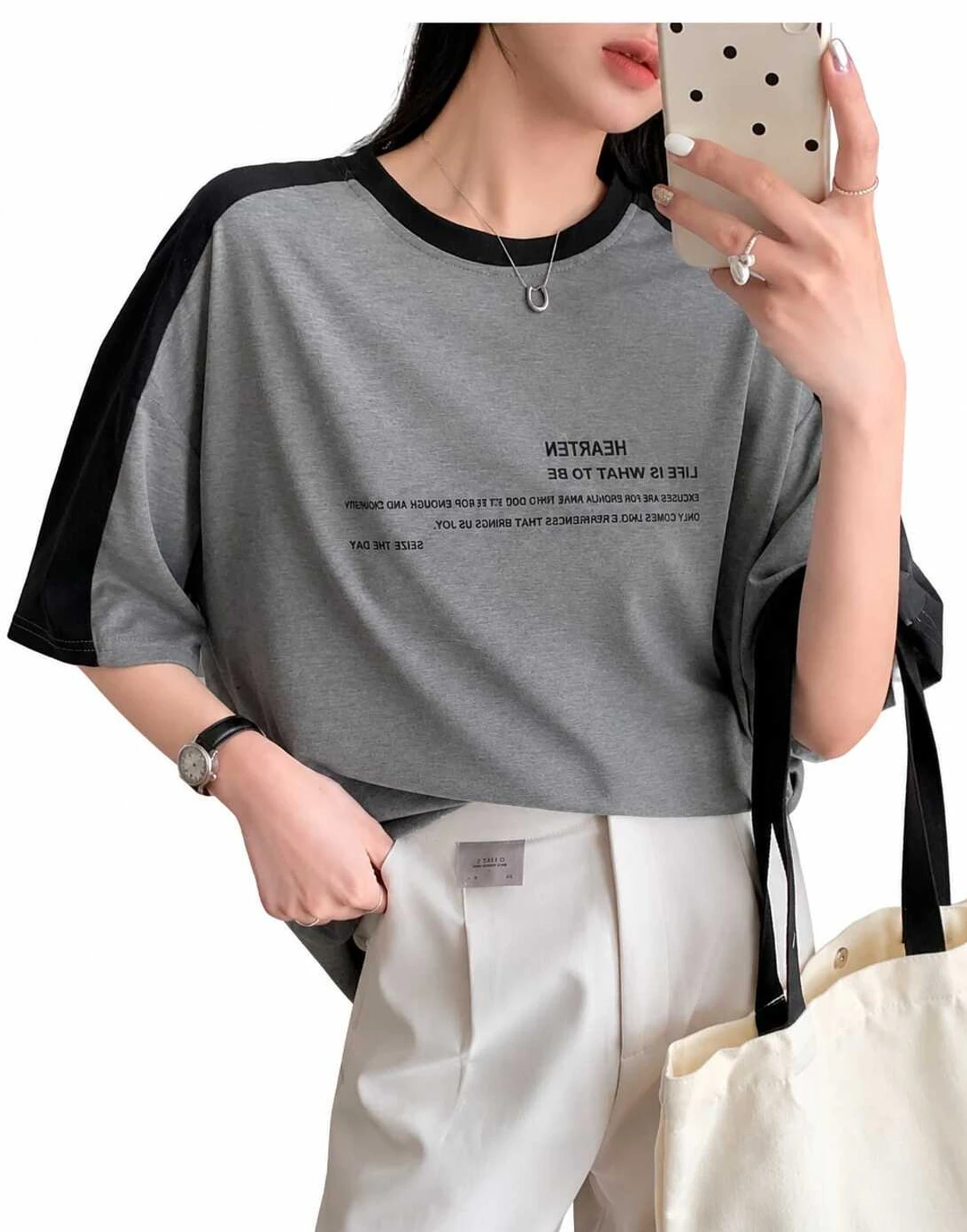 s-vd-wn-grey-black-clave-v-das-original-imahpn4t8wzzfuzn.webp Women Typography, Solid Round Neck Cotton Blend Grey, Black T-Shirt - Image 1