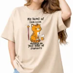 Women Printed Round Neck Cotton Blend Beige T-Shirt