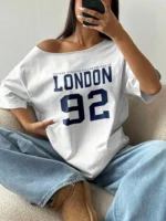Women Printed Round Neck Cotton Blend White T-Shirt - Image 2