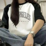 Women Printed Round Neck Cotton Blend Black, White T-Shirt
