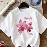 Women Printed Round Neck Cotton Blend White T-Shirt